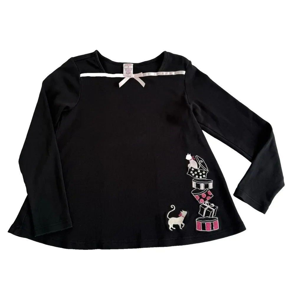 Vtg Y2K Gymboree 9 City Sidewalk Black Pink Swing Top Shirt Cats Hat Box Kitty